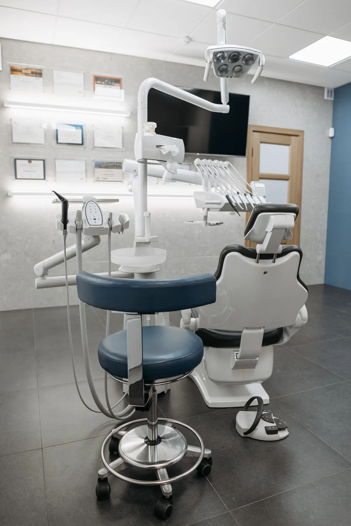 Modern dental clinic with an empty chair